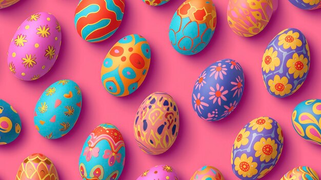 Radosny wzór kolorowych jajek tworzący świąteczne obchody Święta Wielkanocnego