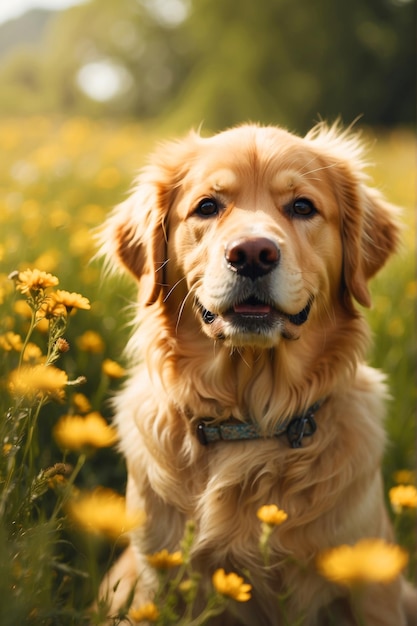 radosny, zabawny młody golden retriever