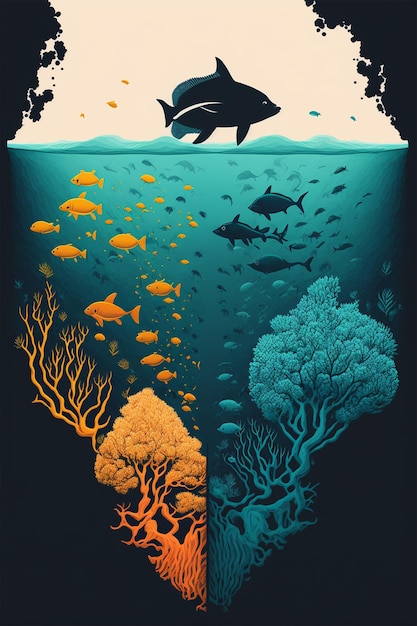 Rafa koralowa życia i śmierci, fantastyczne tło