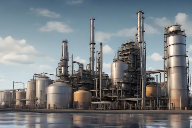 rafineria elektrowni naftowej i gazowej z zbiornikami magazynowymi do produkcji ropy naftowej lub petrochemii