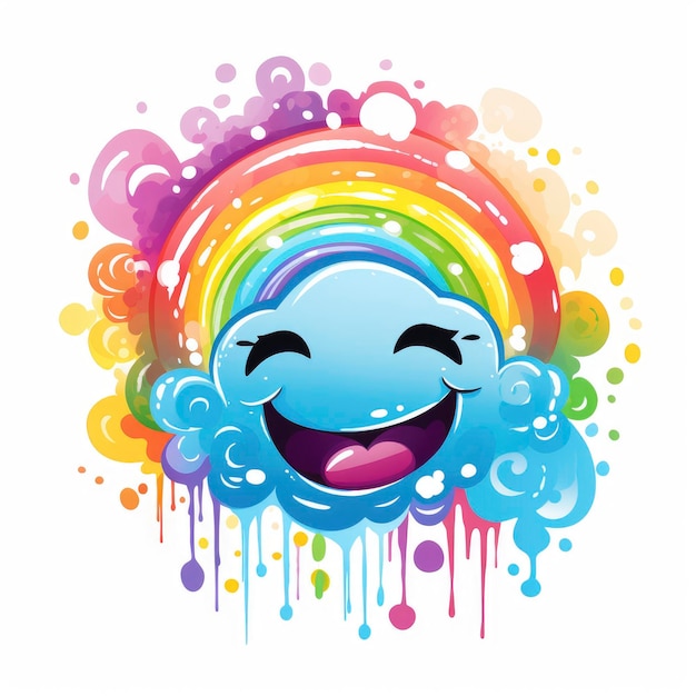 Zdjęcie rainbow art z uśmiechem wektor chibi białe tło