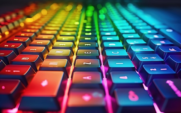 Rainbow Backlit Mechanical Keyboard mechaniczna klawiatura z tęczowym oświetleniem LED symbolizującą nowoczesne komputery i gry