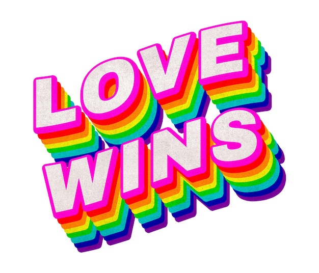 Rainbow word LOVE WINS typografia element projektu