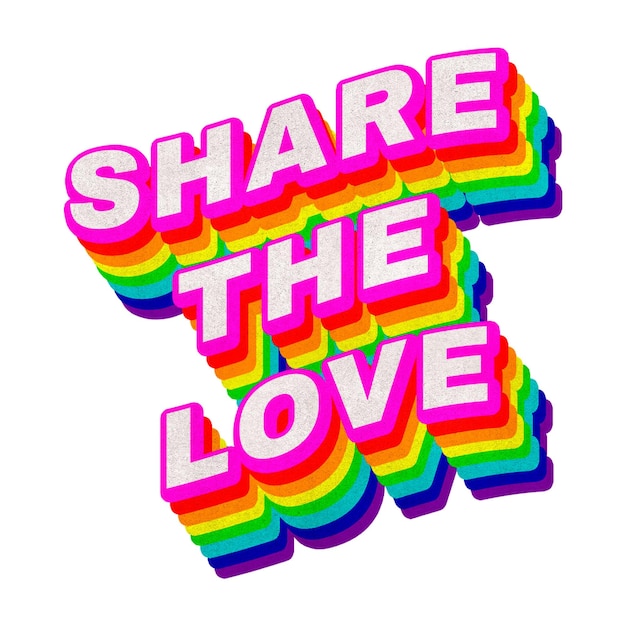 Rainbow word SHARE THE LOVE element projektowy typografii