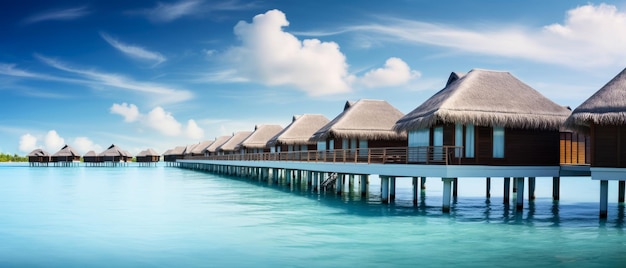 Raj tropikalny Luksusowy widok panoramiczny na Malediwy Ośrodek na tle morskim Wille bungalowowe