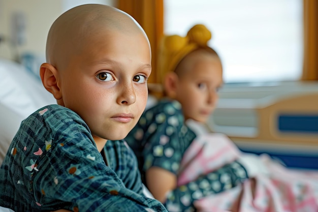 raka łysych dzieci w szpitalu ogólny pokój widok