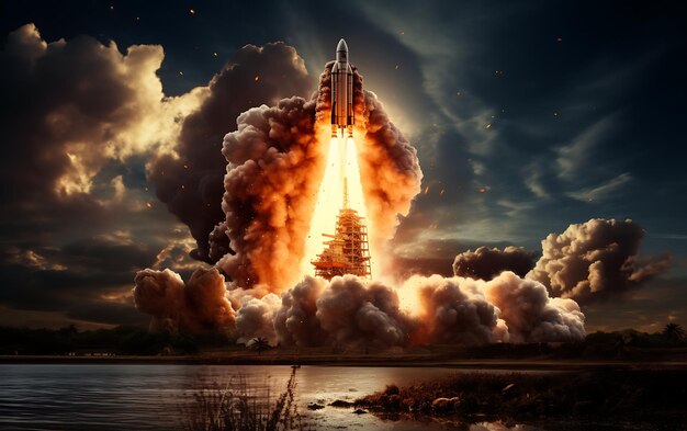 Zdjęcie rakieta scifi zdejmuje okładkę albumu