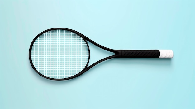 Rakieta tenisowa na niebieskim tle
