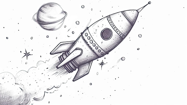 Rakietka startująca Abstracja gwiazdy edukacja kreskówka nauka zabawka prędkość niebo ISS przedział grawitacja doodle powietrze paliwo lot astronauta księżyca generowany przez AI