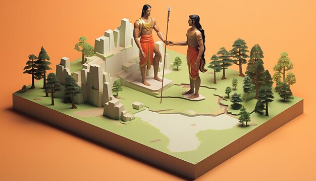 Ram Navami minimalistyczna diorama