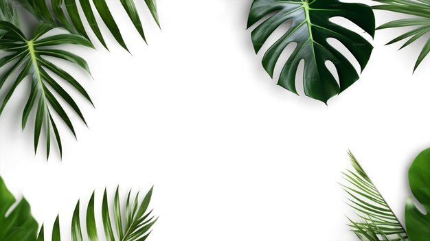 Rama z liści palmowych i tropikalnych wyizolowanych na białym tle