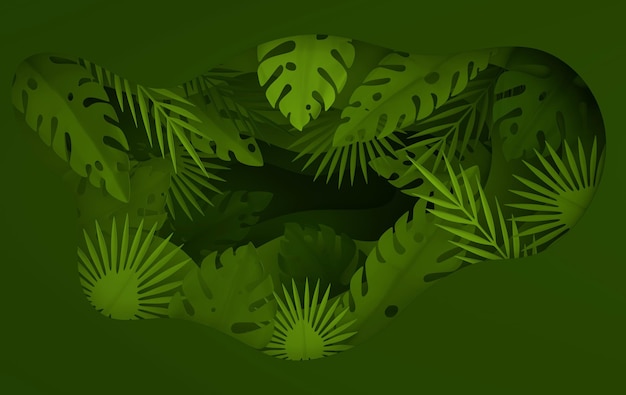 Rama z liści palmowych z papieru tropikalnego Letni tropikalny zielony liść