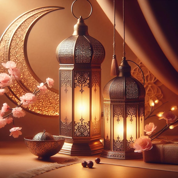 Zdjęcie ramadan dekoracja ze świecami ramadan dekoracja z świecami