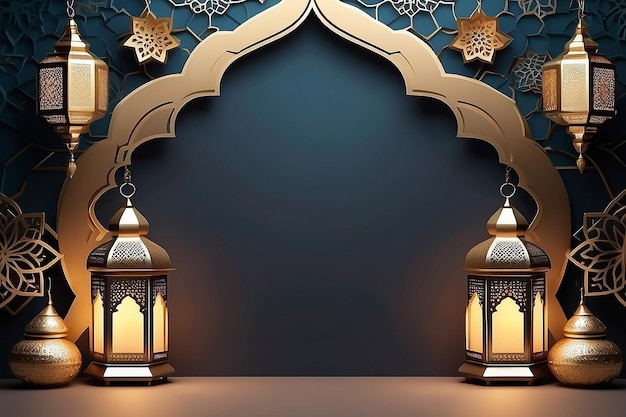Ramadan Eid Mubarak Islamski Festiwal Arabski Luksusowa Latarnia Pusta przestrzeń Tło