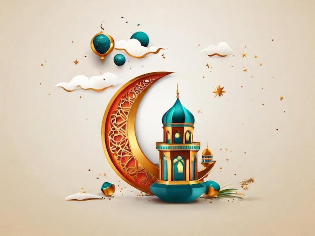 Ramadan eid mubarak islamskie tło generowane przez AI