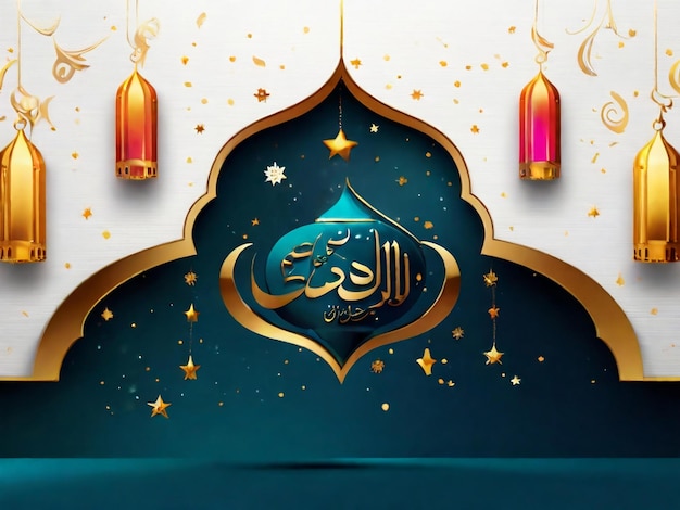 Zdjęcie ramadan eid mubarak islamskie tło generowane przez ai