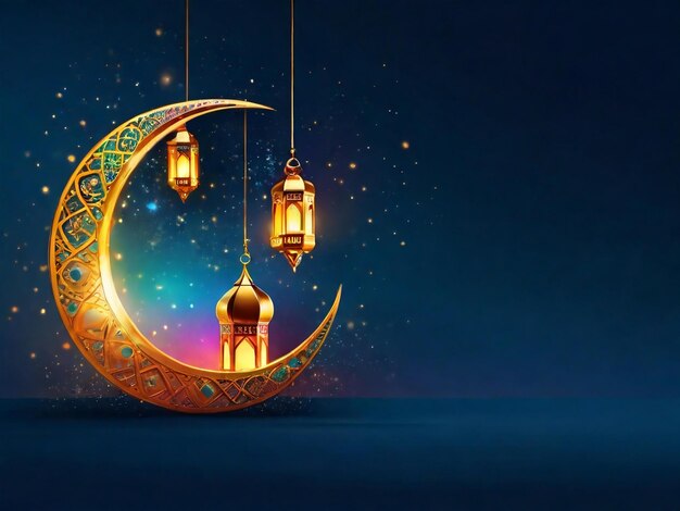Ramadan eid mubarak islamskie tło generowane przez AI