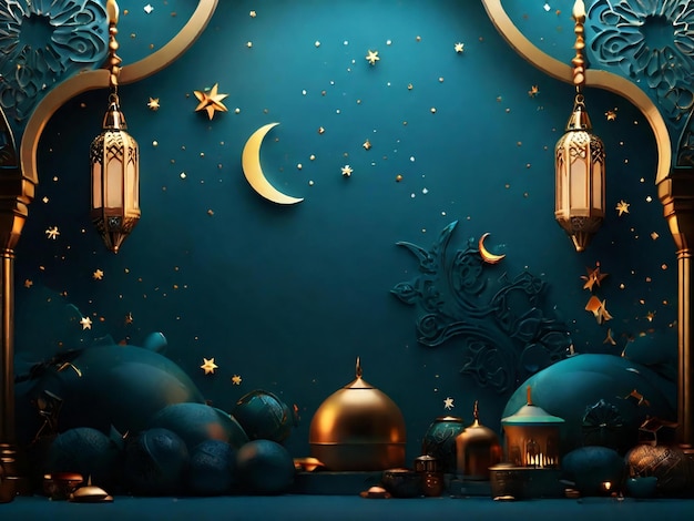 Ramadan eid mubarak islamskie tło generowane przez sztuczną inteligencję