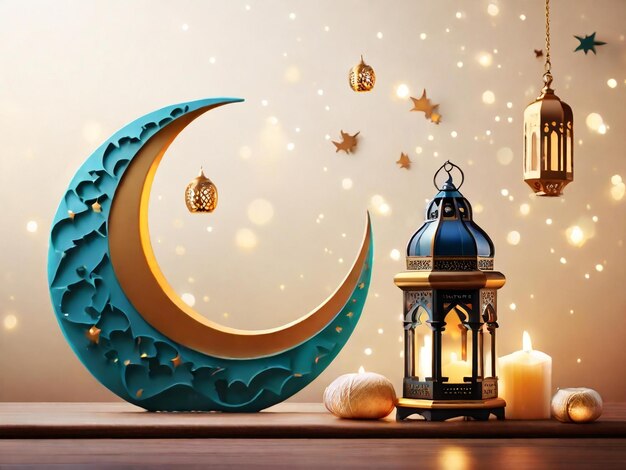 Ramadan eid mubarak islamskie tło wygenerowane przez AI