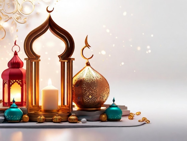 Ramadan eid mubarak islamskie tło wygenerowane przez AI