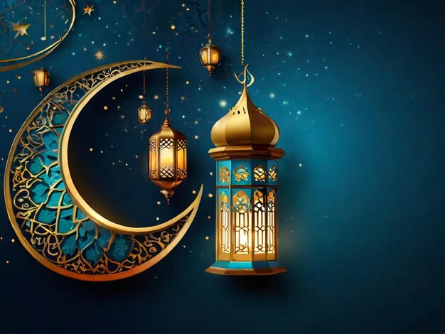 Ramadan eid mubarak islamskie tło wygenerowane przez AI