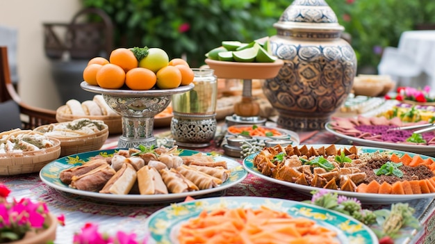 Ramadan iftar bufet stolik ustawienie ramadan generatywny Ai