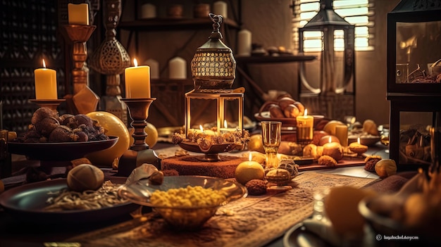 Zdjęcie ramadan iftar oznaczają koniec postu złoty blask ramadanu
