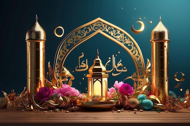 Ramadan kareem arabski złoty sztandar