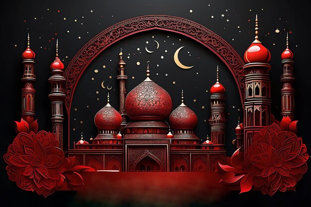Ramadan Kareem art pozdrowienia meczet ai generowane