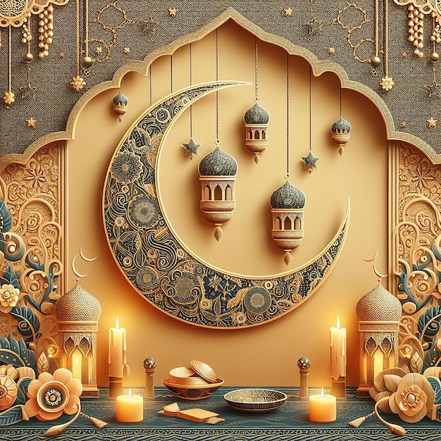 Ramadan kareem dekoracyjna karta festiwalowa