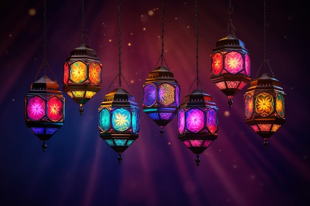 Ramadan kareem dekoracyjne arabskie lampy tło