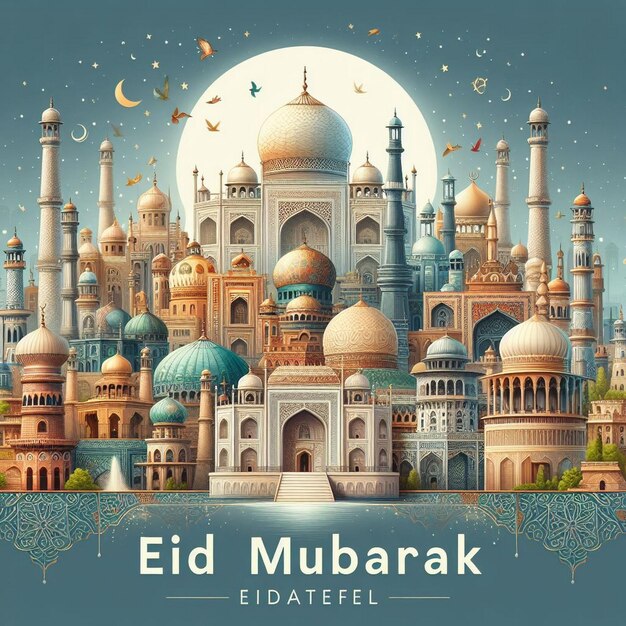 Zdjęcie ramadan kareem eid mubarak szablon ilustracji ai wygenerowane obrazy