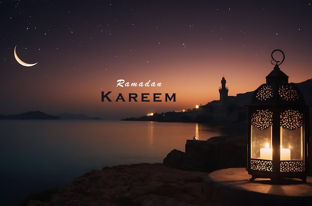 Ramadan Kareem Greeting Card Szczęśliwy ramadan koncepcja tło Generative AI