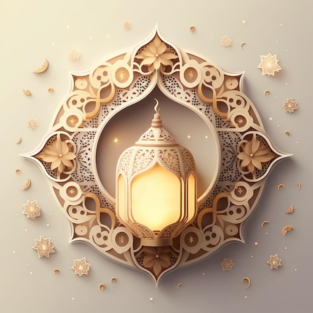 Ramadan kareem islamska latarnia, powitanie eid mubarak z generatywną technologią ai