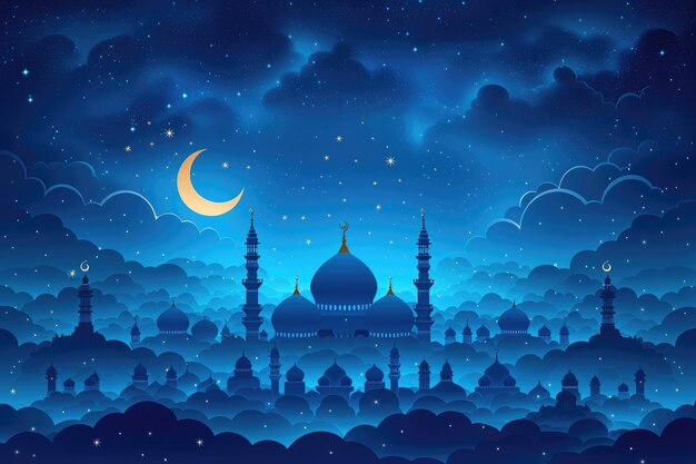 Ramadan kareem islamski lub ied mubarak tło karty powitalnej