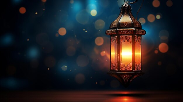 Ramadan kareem islamski meczet latarnia Eid mubarak pozdrowienia kopiować przestrzeń