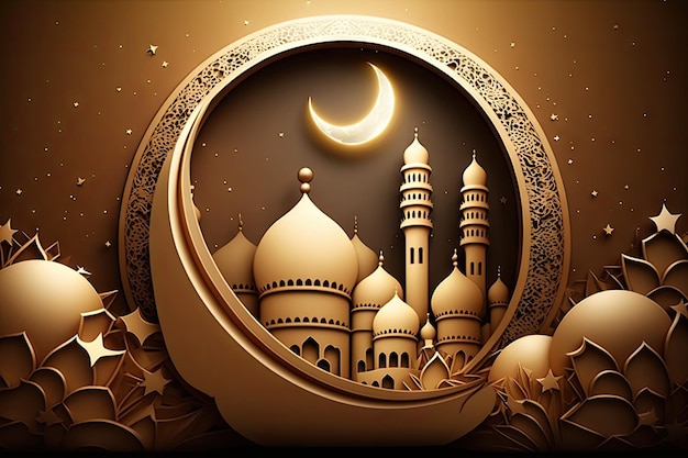 Ramadan Kareem islamskie pochodzenie z generatywnym meczetem Księżyca