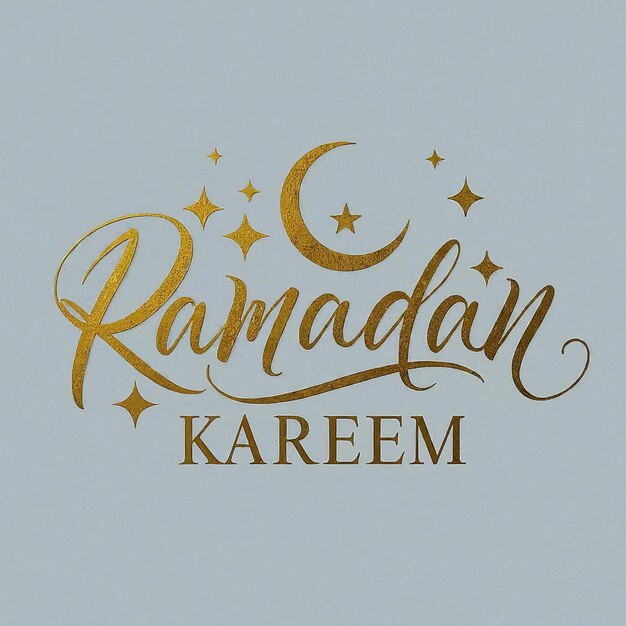 Zdjęcie ramadan kareem kaligrafia ze złotymi gwiazdkami na białym tle kartka powitalna ilustracja wektorowa