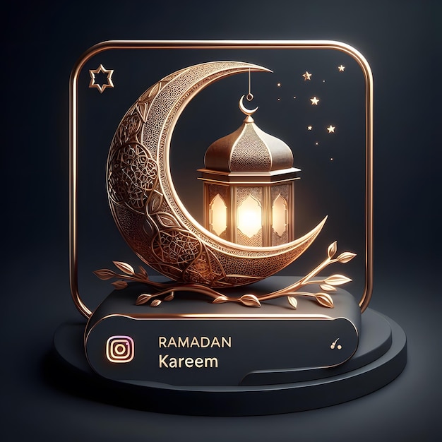Zdjęcie ramadan kareem latarnia instagram post opowieść ilustracja projekt z pięknym crescen