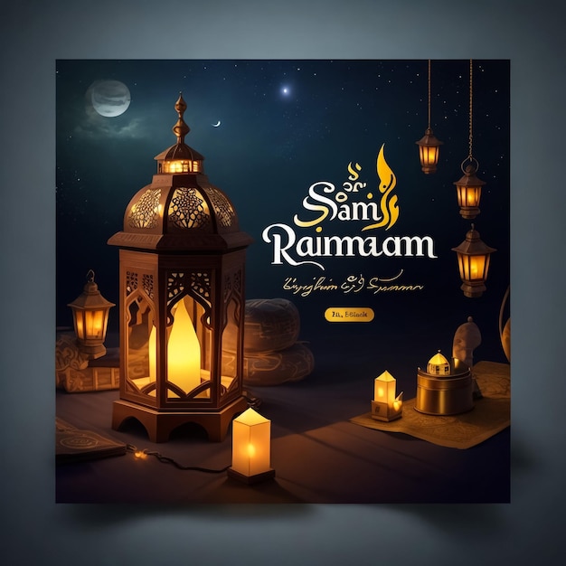 Zdjęcie ramadan kareem muslim traditional festival post w mediach społecznościowych i projektowanie banerów internetowych