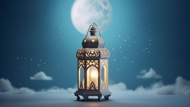 Zdjęcie ramadan kareem religijne tło z sylwetką lampy ramadanu