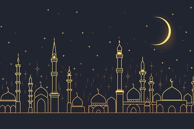 Ramadan kareem tło w stylu linii