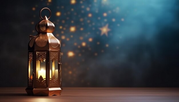 Ramadan Kareem tło z arabskimi latarniami 3D rendering