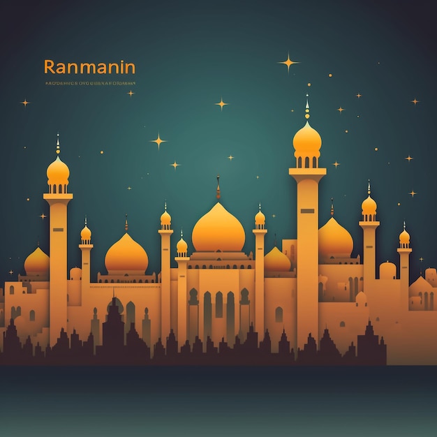 Ramadan Kareem w tle budynek meczetu 3d rendering