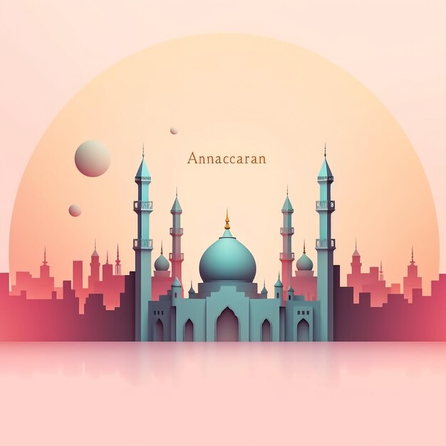 Ramadan Kareem w tle budynek meczetu 3d rendering