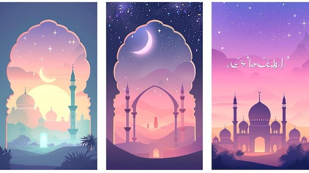 Ramadan Kareem Zestaw plakatów, kart, okładki świątecznej