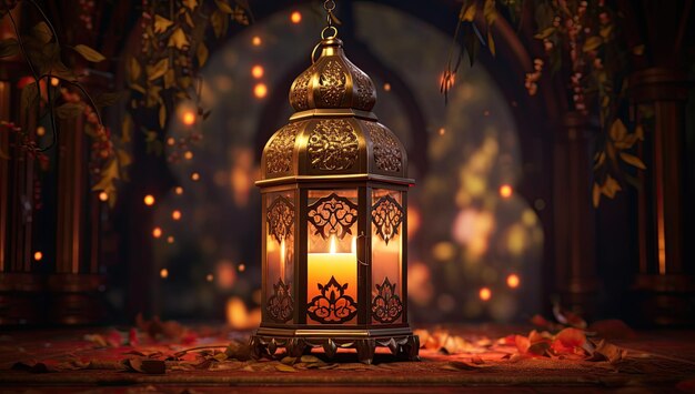 Ramadan Lantern Islamskie ozdoby rozmyte Bokeh Tło