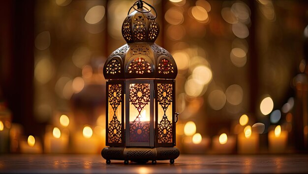 Ramadan Lantern Islamskie ozdoby rozmyte Bokeh Tło