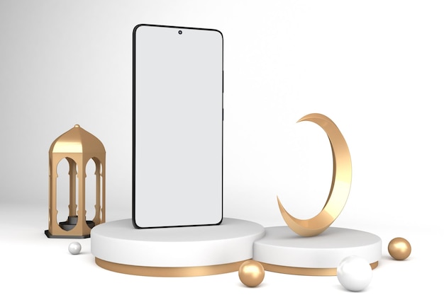 Ramadan mobilna perspektywa boczna na białym tle na białym tle