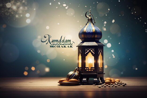 Ramadan Mubarak na szorstkim i niewyraźnym tle